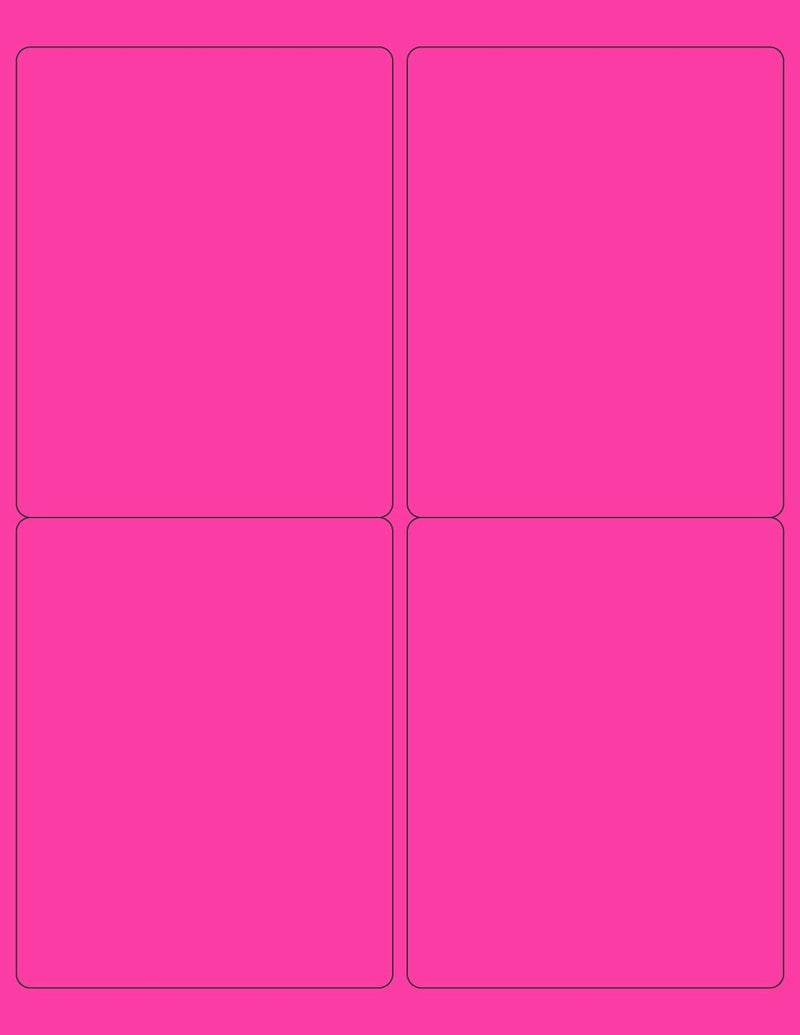 NextDayLabels 8-1/2 x 11" Neon Color High Light Fluorescent Labels for Laser & Inkjet Printer (Pink Fluorescent, 4 x 5" - 4 Per Page | 100 Labels) - Image 1